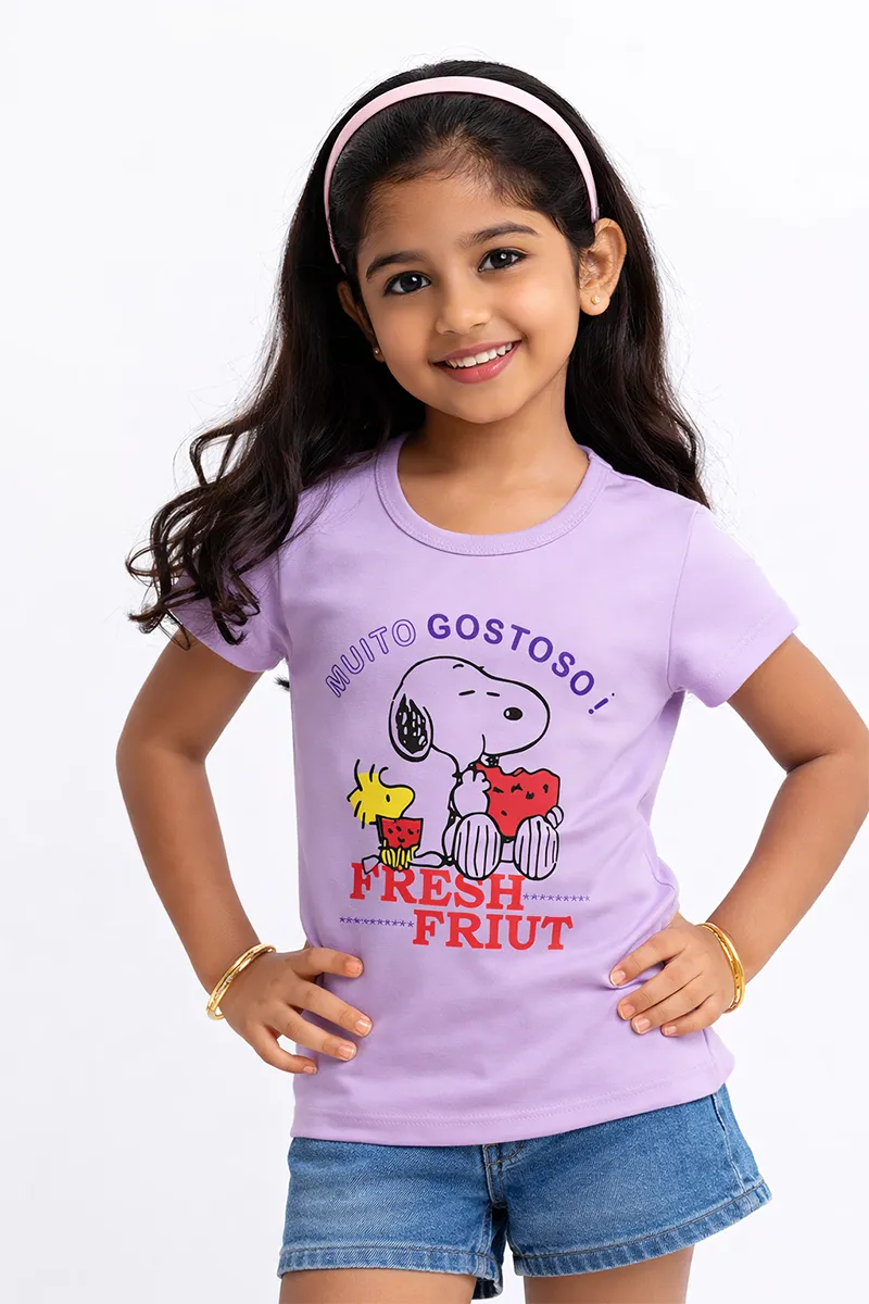 Printed T-Shirt for Girls - Lavender