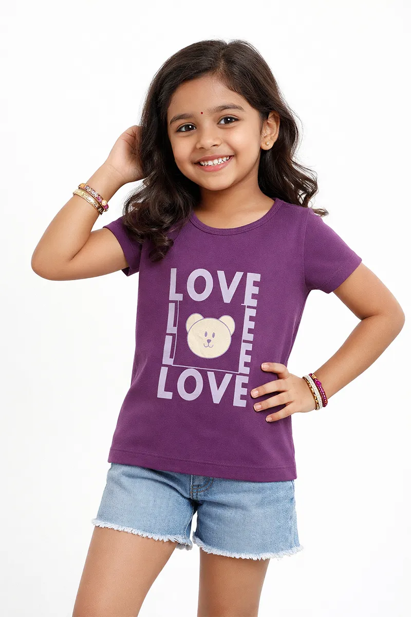 Printed T-Shirt for Girls - Purple