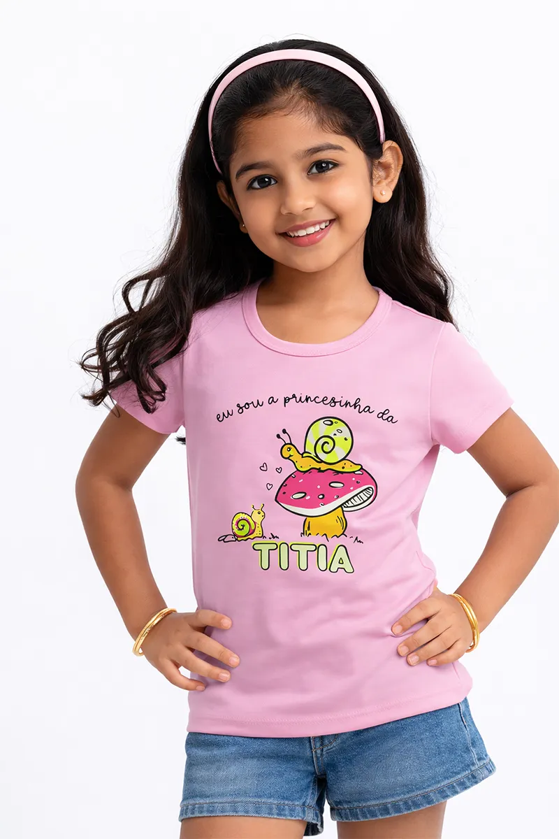 Printed T-Shirt for Girls - Baby Pink