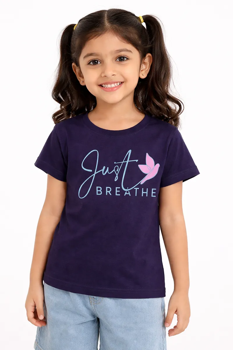 Printed T-Shirt for Girls - Navy Blue