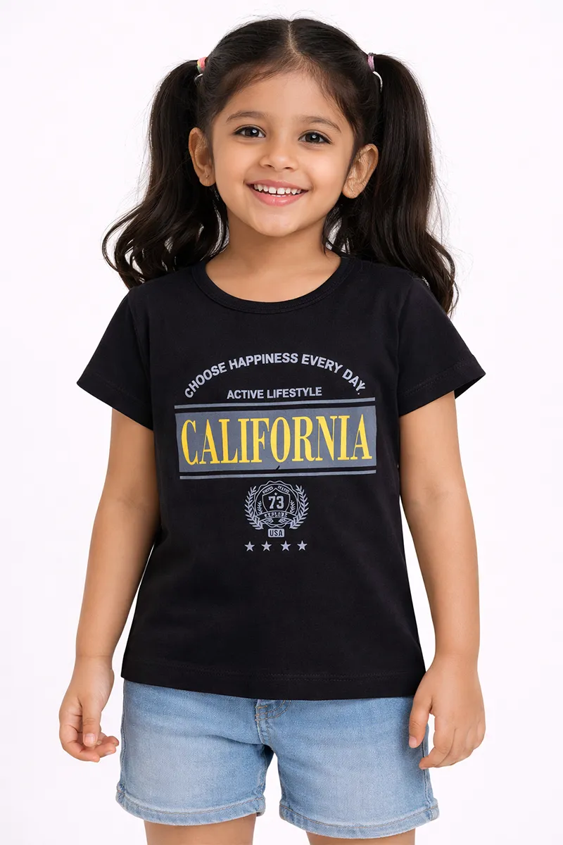 Printed T-Shirt for Girls - Black