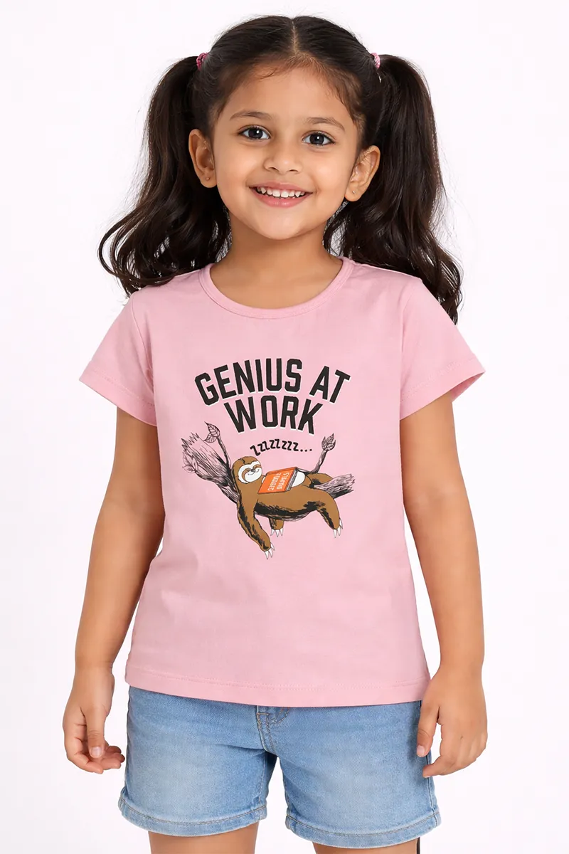 Printed T-Shirt for Girls - Pink CLGT00575PIN34YR