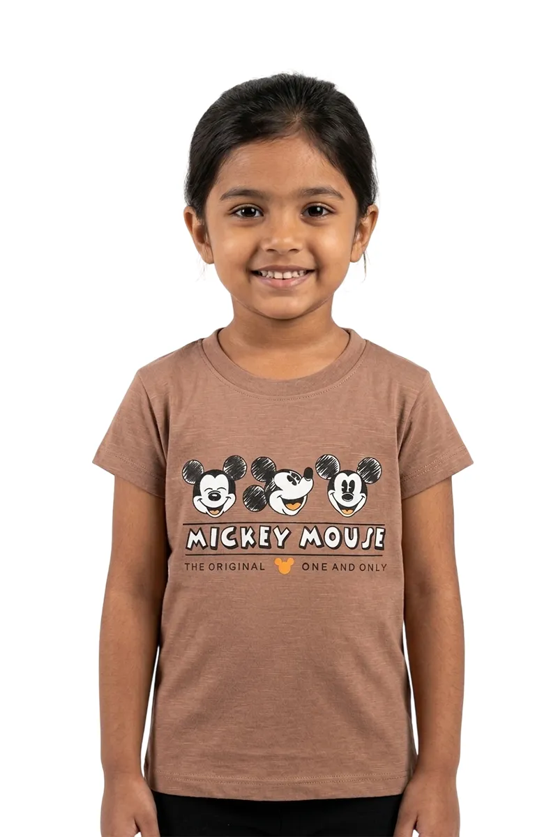 Printed T-Shirt for Girls - Brown