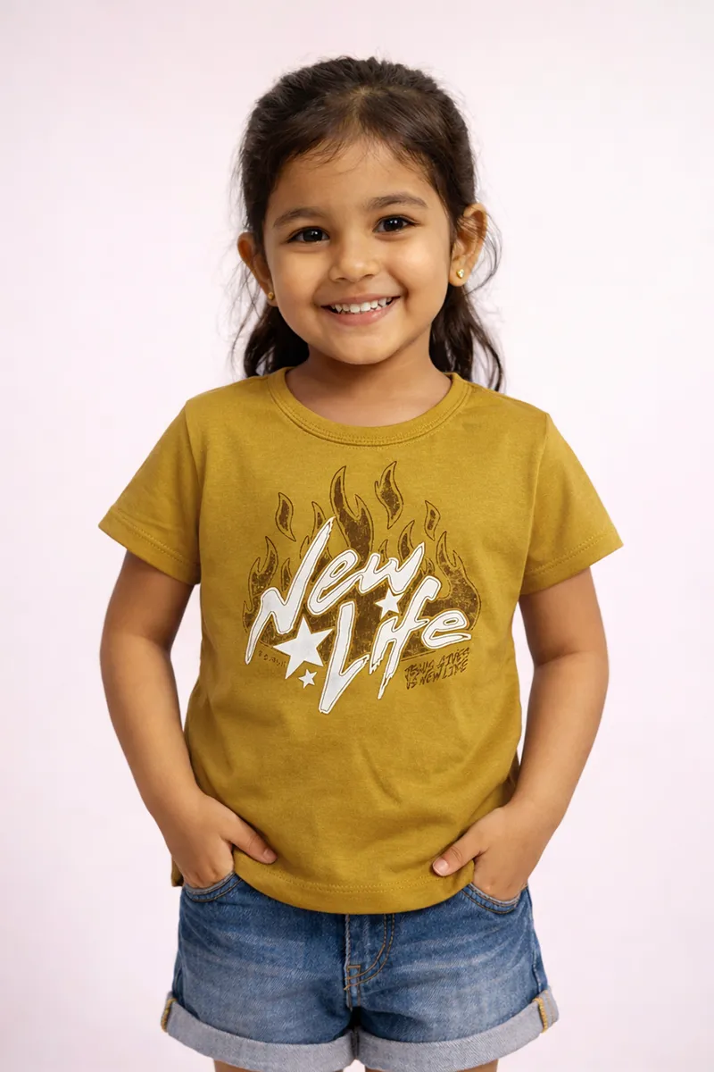 Printed T-Shirt for Girls - Olive