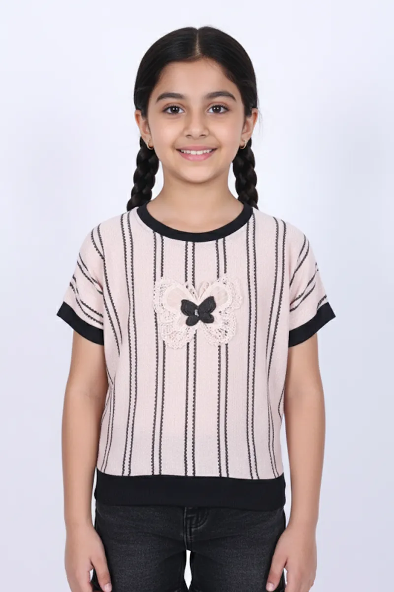 Girl's Cotton Embroidered Top - Cream CLGT005CRE56YR