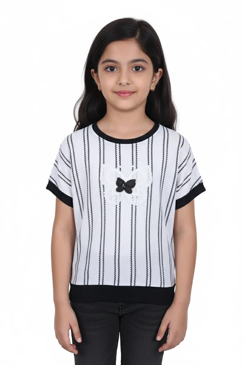 Girl's Cotton Embroidered Top - White CLGT005WHI56YR