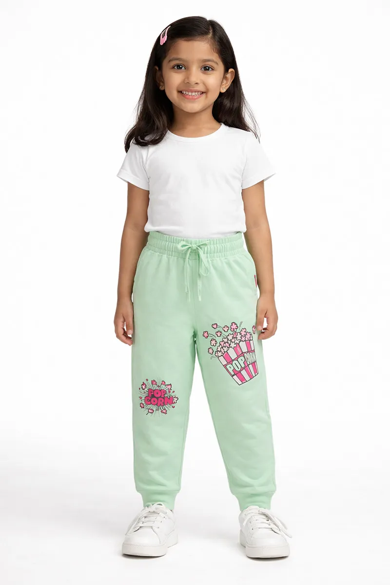 Cotton Printed Track Pant for Girls - Green CLGTP0028GRE67YR