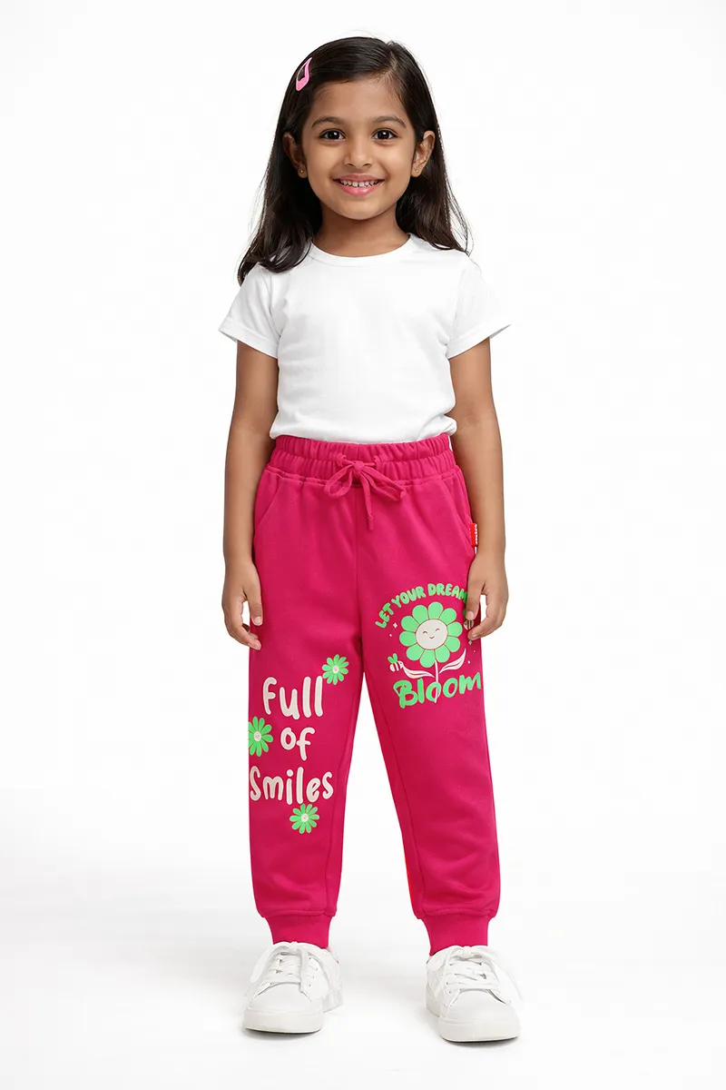 Cotton Printed Track Pant for Girls - Pink CLGTP0031PIN78YR