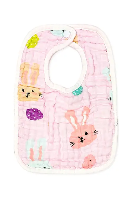 Assorted Muslin Cotton Printed Bib for Babies - Multicolor