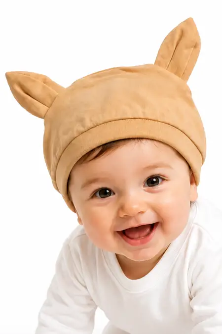 Cotton Solid Rabbit Cap for Babies - Beige