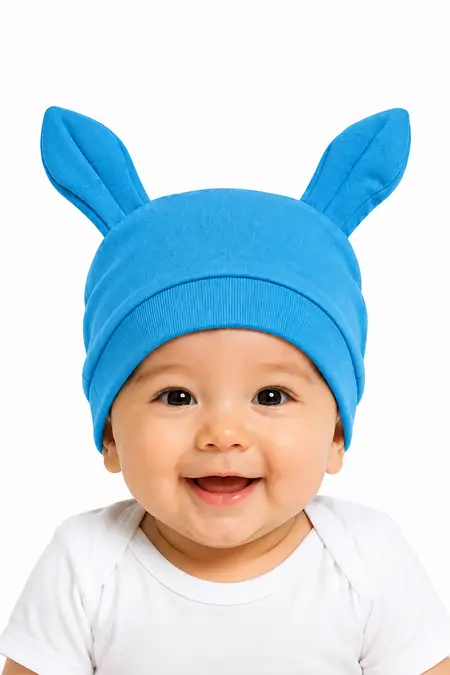 Cotton Solid Rabbit Cap for Babies - Blue CLJB00160BLU03M