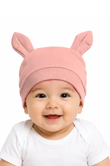 Cotton Solid Rabbit Cap for Babies - Peach CLJB00160PEA03M