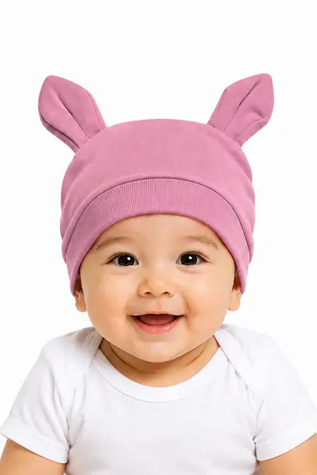Cotton Solid Rabbit Cap for Babies - Pink CLJB00160PIN03M