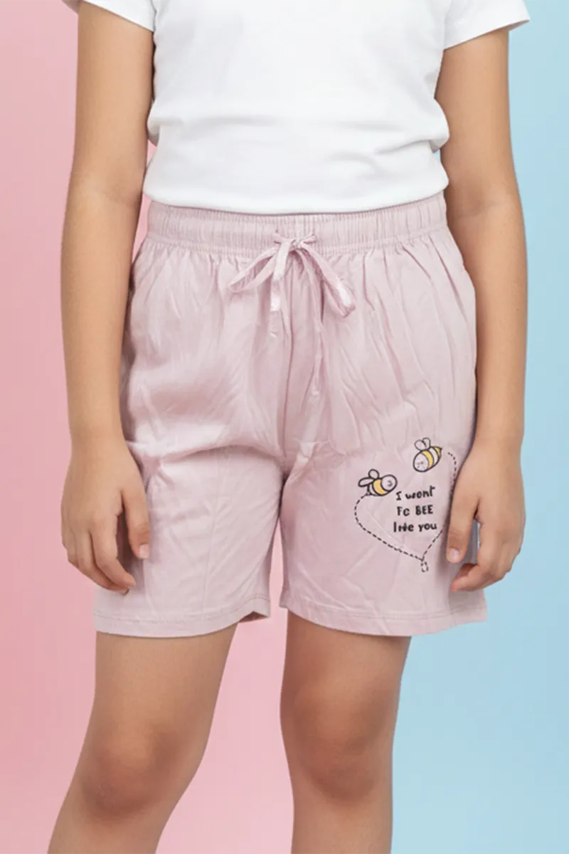 Printed Shorts for Girls - Dusty Pink CLJBB013DUS12YR