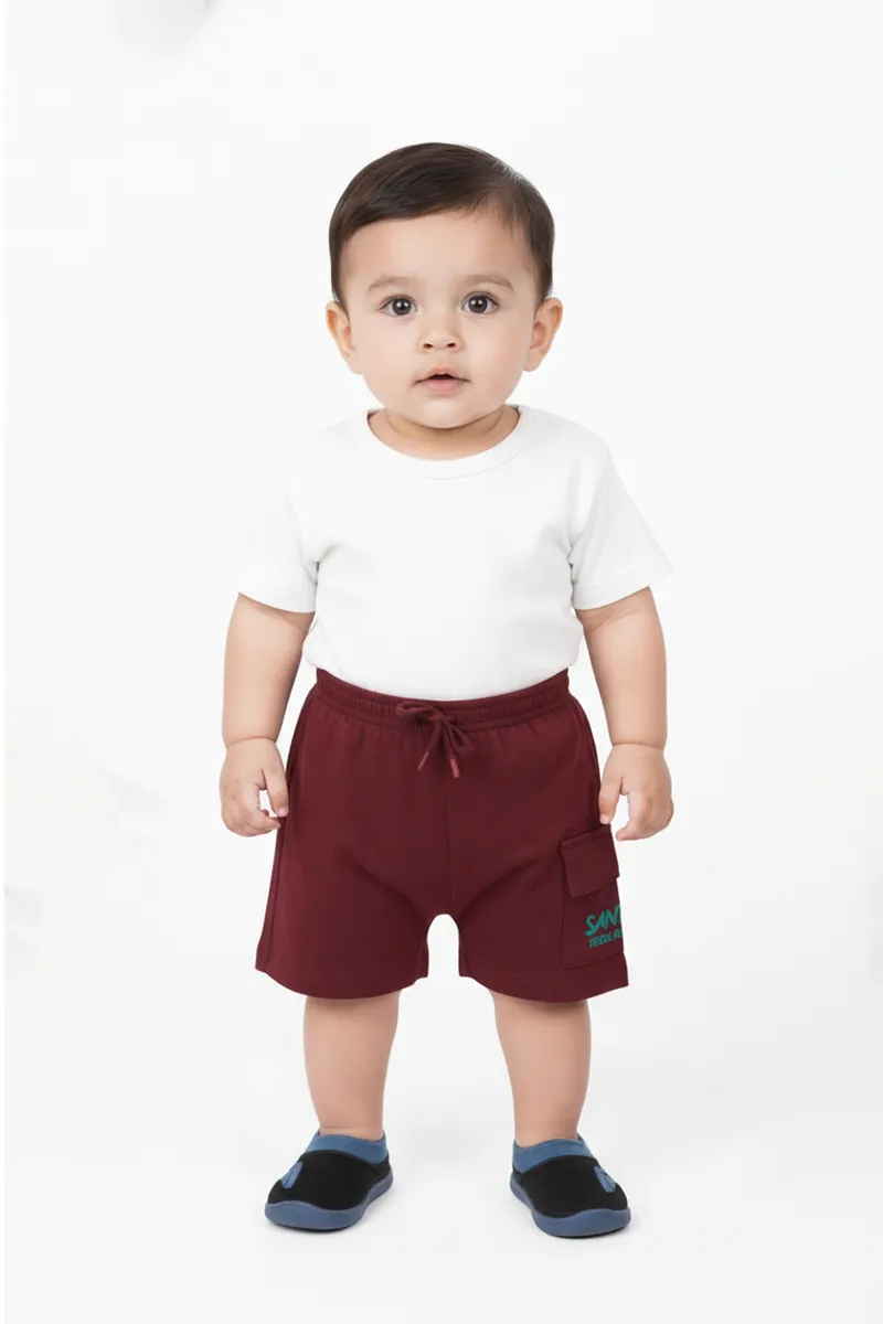 Cotton Shorts for Baby Boy - Maroon