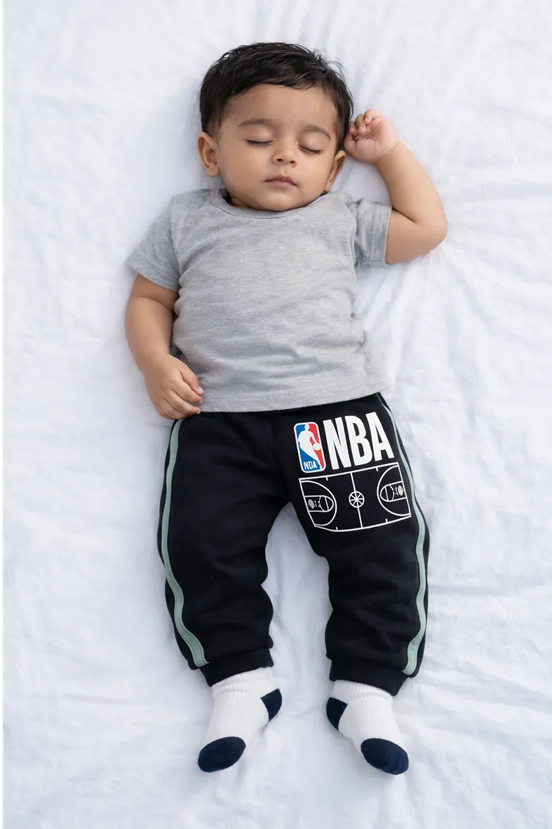 Printed Track Pant for Baby Boy - Black