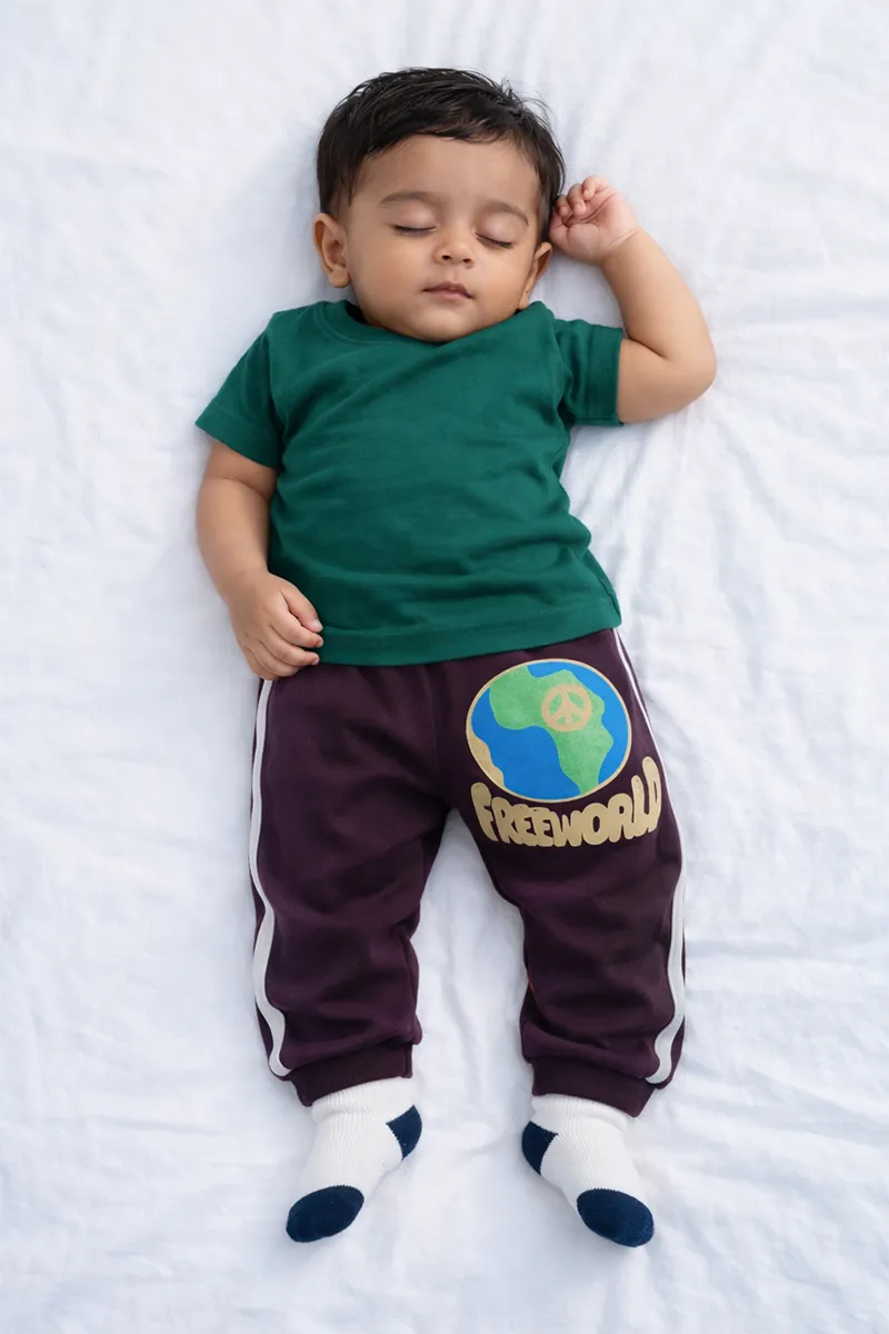 Printed Track Pant for Baby Boy - Wine CLJBB020WIN612M