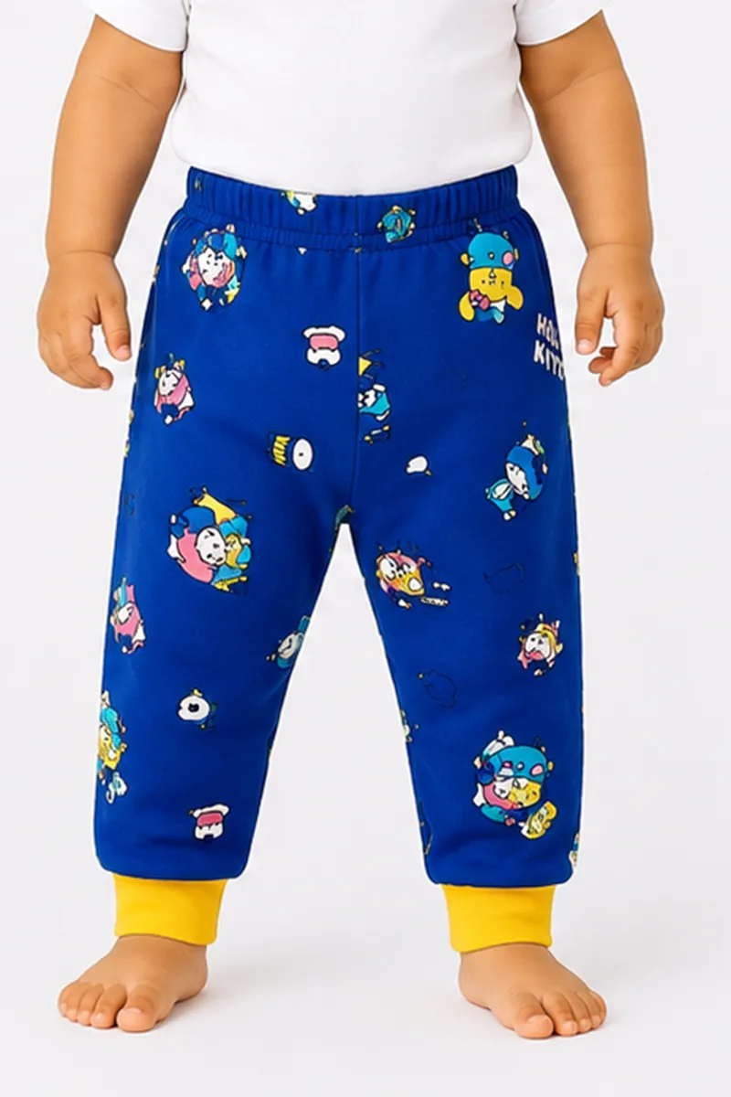 Cotton Printed Pant for Babies - Blue