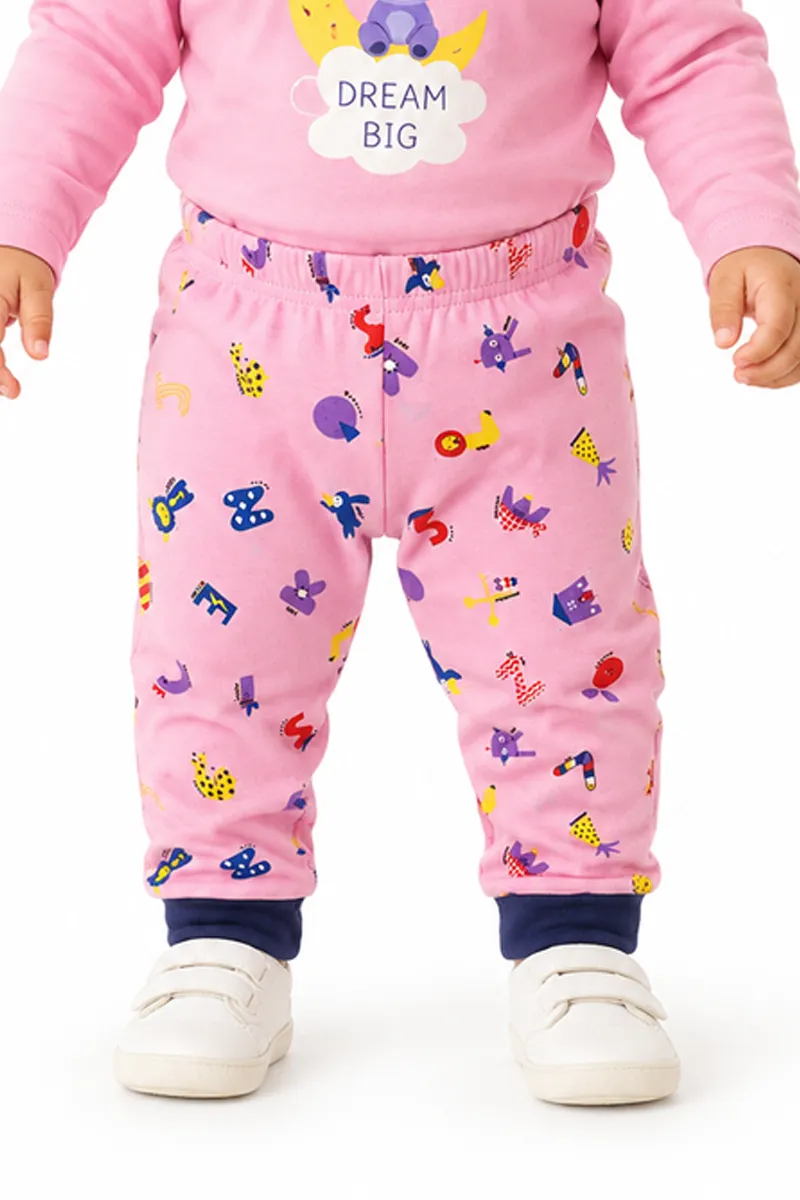 Cotton Printed Pant for Babies - Pink