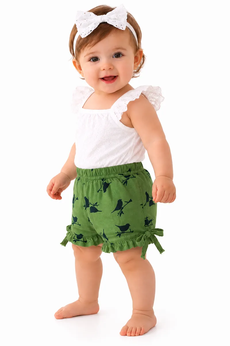 Cotton Printed Shorts for Babies - Green