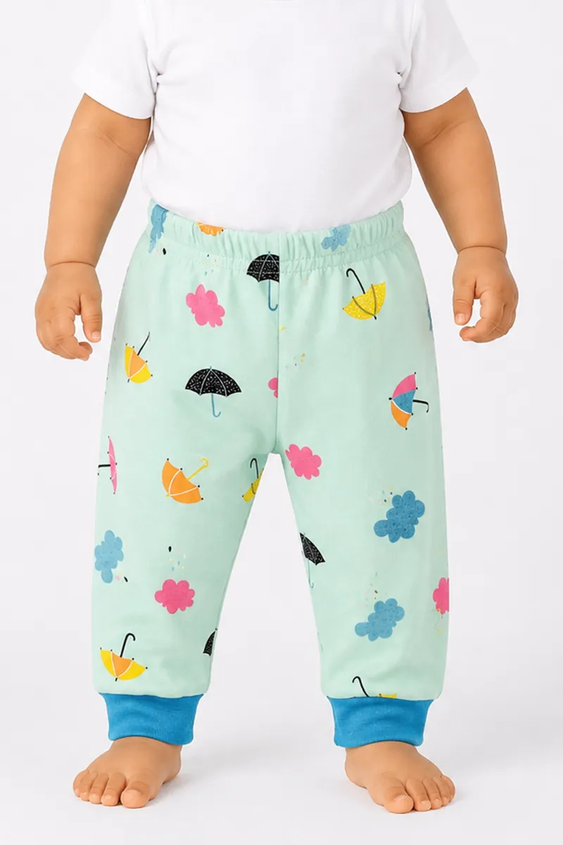 Cotton Printed Pant for Babies - Green