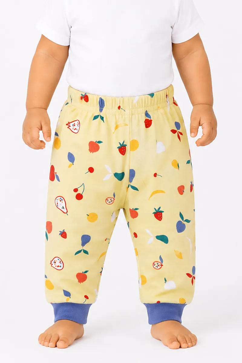 Cotton Printed Pant for Babies - Yellow