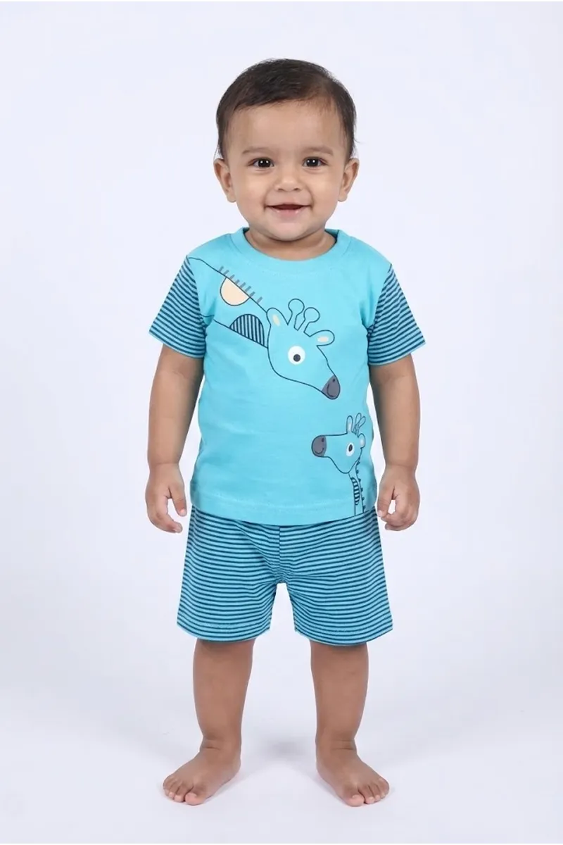 Cotton T-Shirt with Shorts Set for Baby Boy - Blue