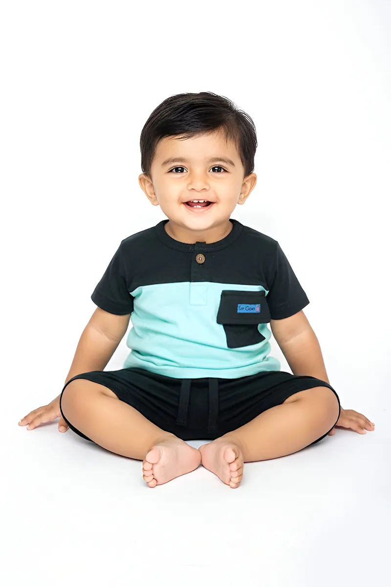 Cotton T-Shirt with Shorts Set for Baby Boy - Blue CLJBCL00107BLU36M