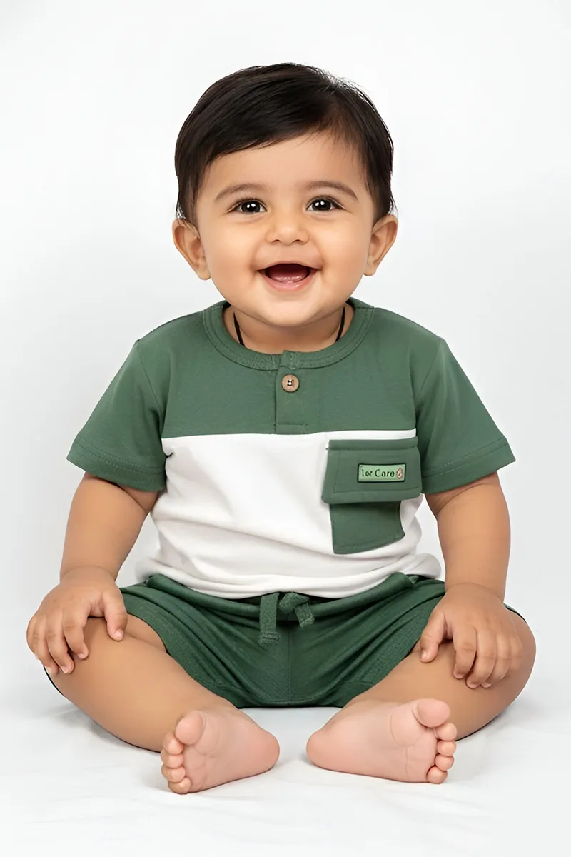 Cotton T-Shirt with Shorts Set for Baby Boy - White CLJBCL00107WHI36M