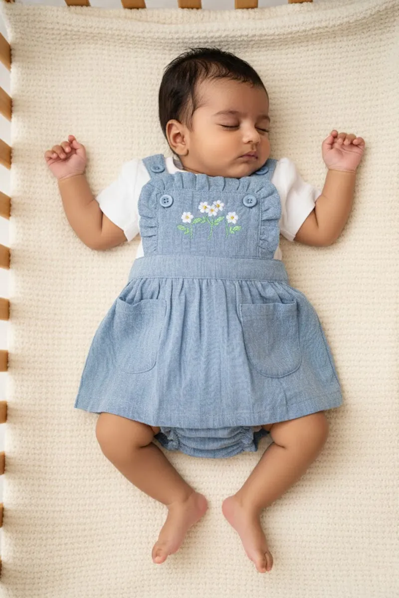 Cotton Solid Frock with Panty Set for Baby Girl - Blue CLJBCL0011BLU36M