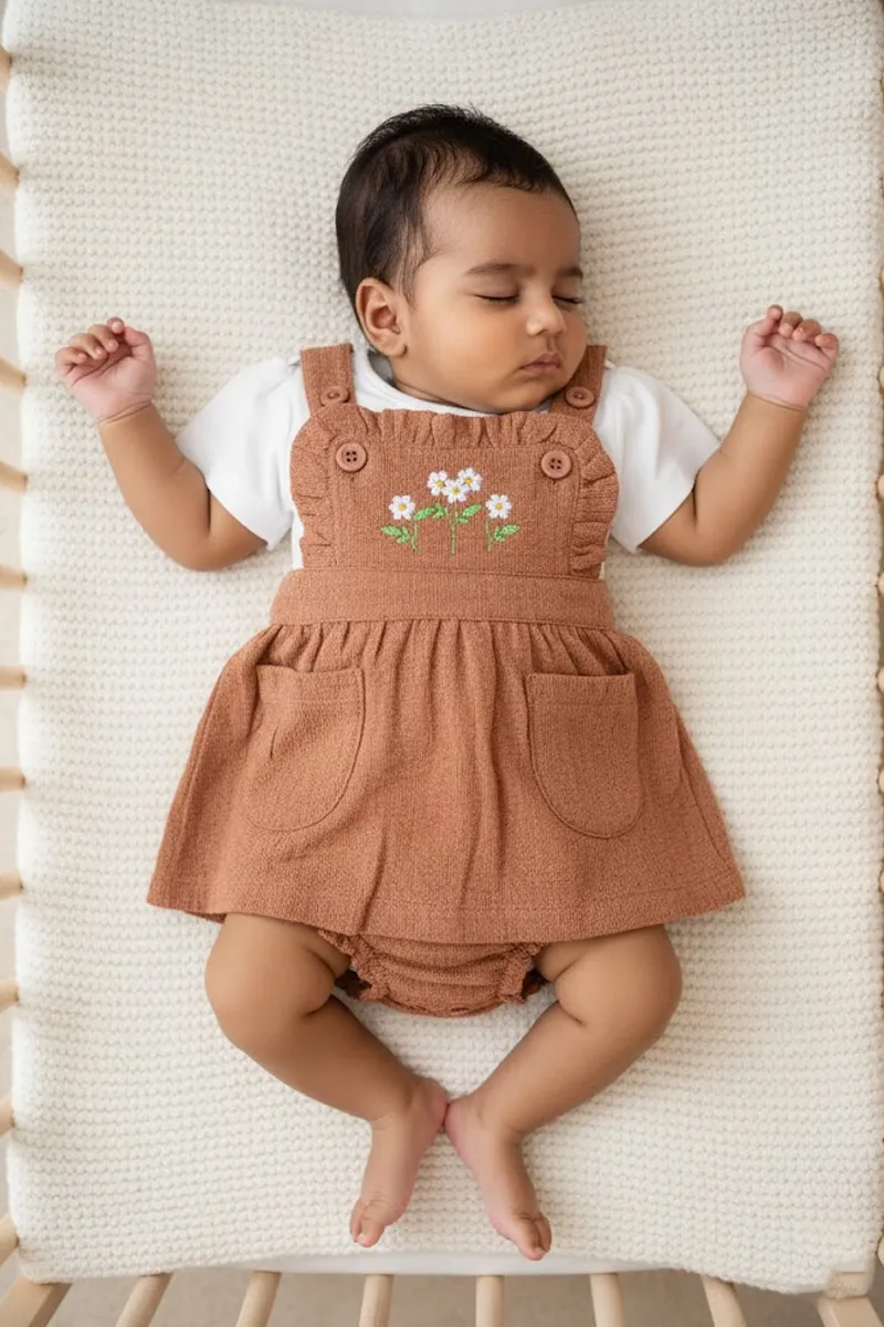 Cotton Solid Frock with Panty Set for Baby Girl - Brown CLJBCL0011BRO912M
