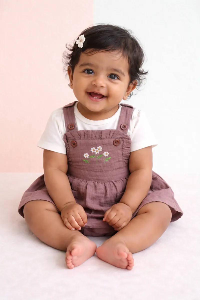 Cotton Solid Frock with Panty Set for Baby Girl - Mauve CLJBCL0011MAU1218M