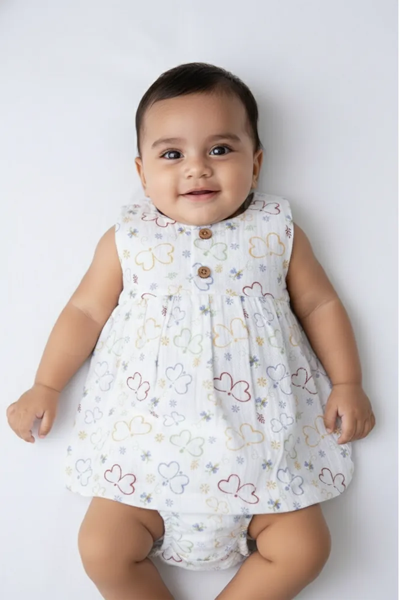 Cotton Printed Frock with Panty Set for Baby Girl - Multicolor