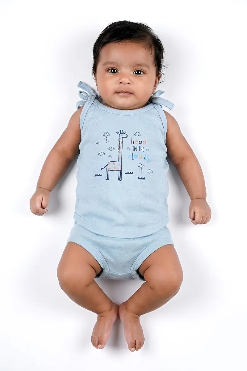 Cotton Printed Top and Panty Set for Babies - Grey CLJBCL00134GRE03M