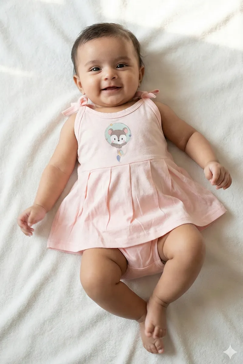 Cotton Solid Frock and Panty Set for Baby Girl - Peach CLJBCL00140PEA03M