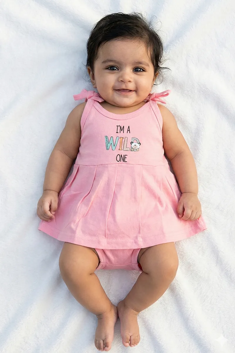 Cotton Solid Frock and Panty Set for Baby Girl - Pink CLJBCL00142PIN03M