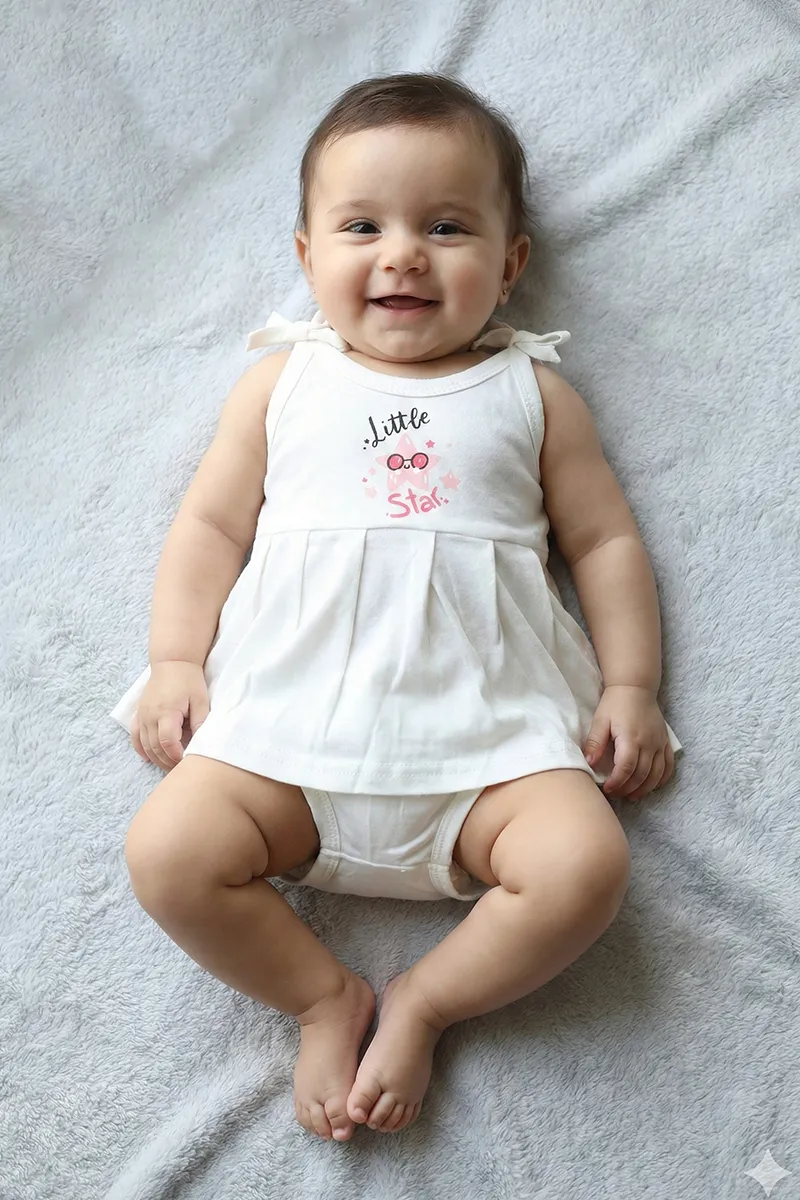 Cotton Solid Frock and Panty Set for Baby Girl - White CLJBCL00144WHI03M