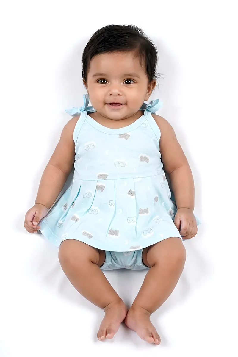 Cotton Printed Frock and Panty Set for Baby Girl - Light Blue CLJBCL00146LIGBLU03M