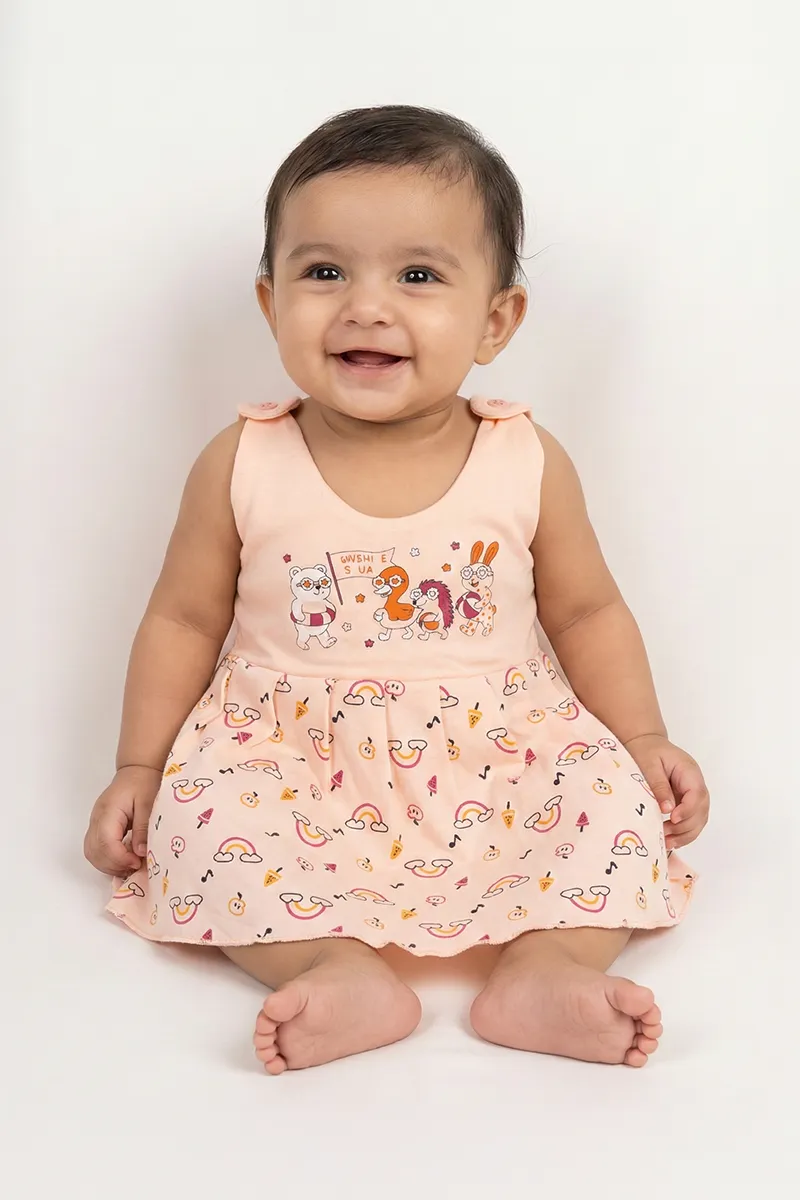 Printed Sleeveless Frock for Baby Girl - Peach CLJBCL00166PEA1824