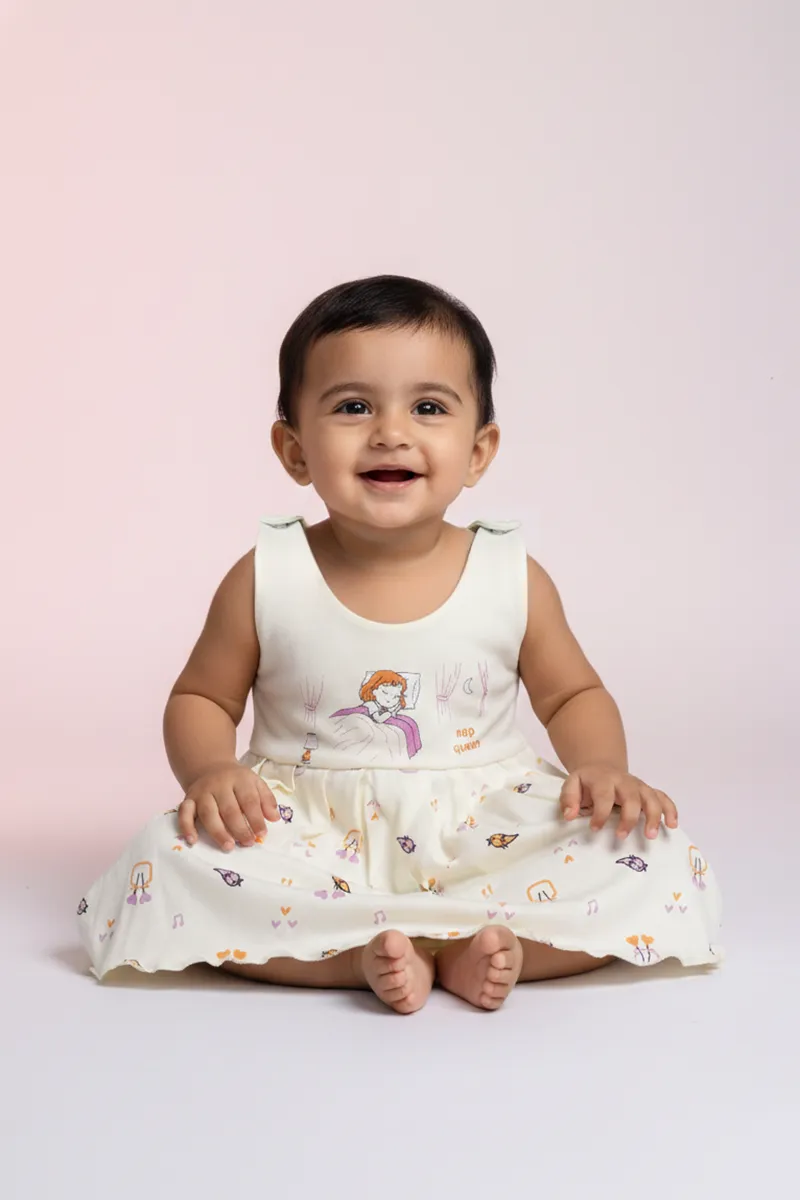 Printed Frock for Baby Girl - Yellow - CLJBCL00205YEL36M