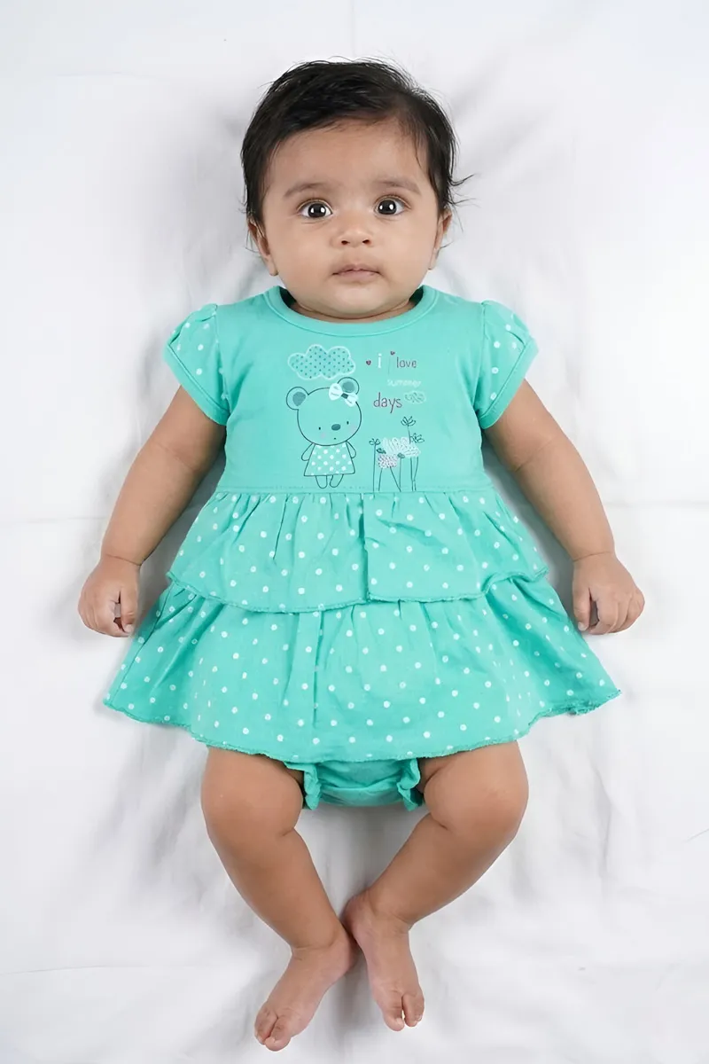 Cotton Frock with Panty Set for Baby Girl - Green CLJBCL0068GRE1218