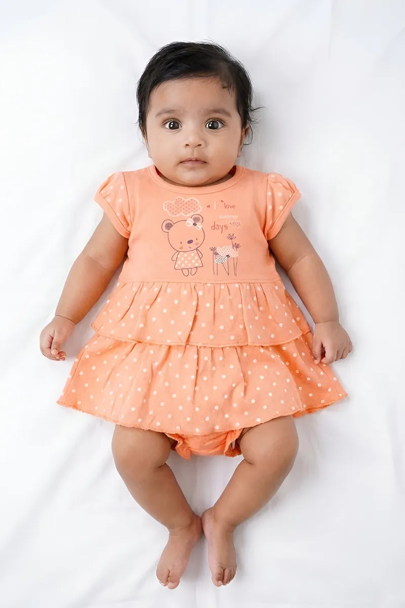 Cotton Frock with Panty Set for Baby Girl - Orange CLJBCL0068ORA1218