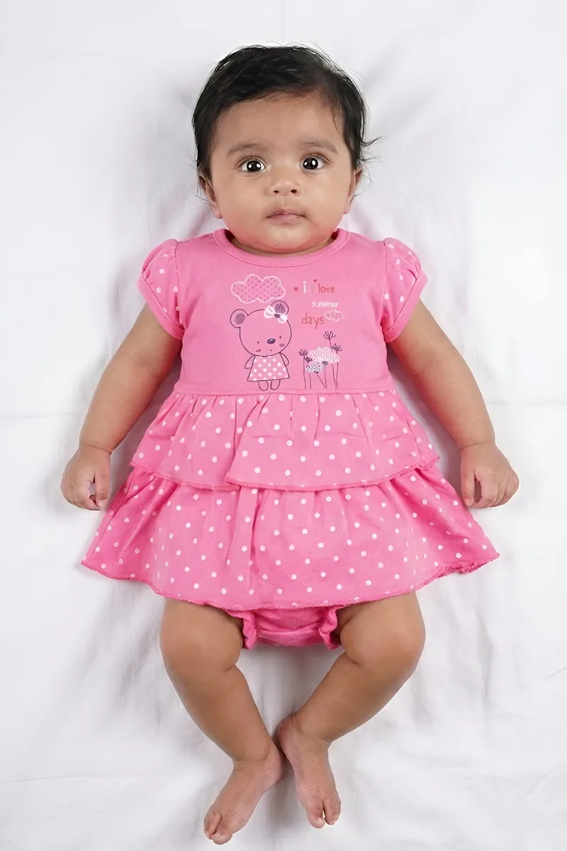 Cotton Frock with Panty Set for Baby Girl - Pink