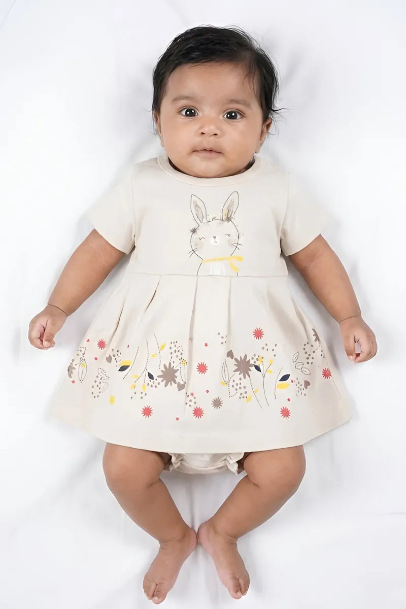 Cotton Frock with Panty Set for Baby Girl - Beige CLJBCL0074BEI1218