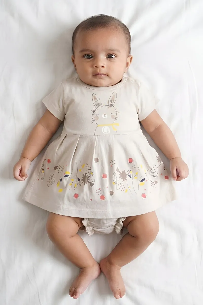 Cotton Frock with Panty Set for Baby Girl - Cream CLJBCL0074CRE1218