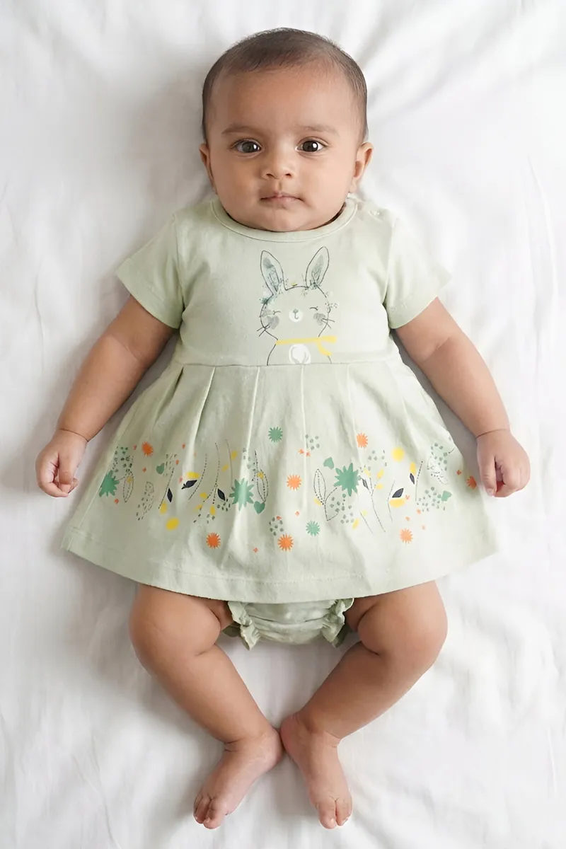 Cotton Frock with Panty Set for Baby Girl - Green CLJBCL0074GRE1218