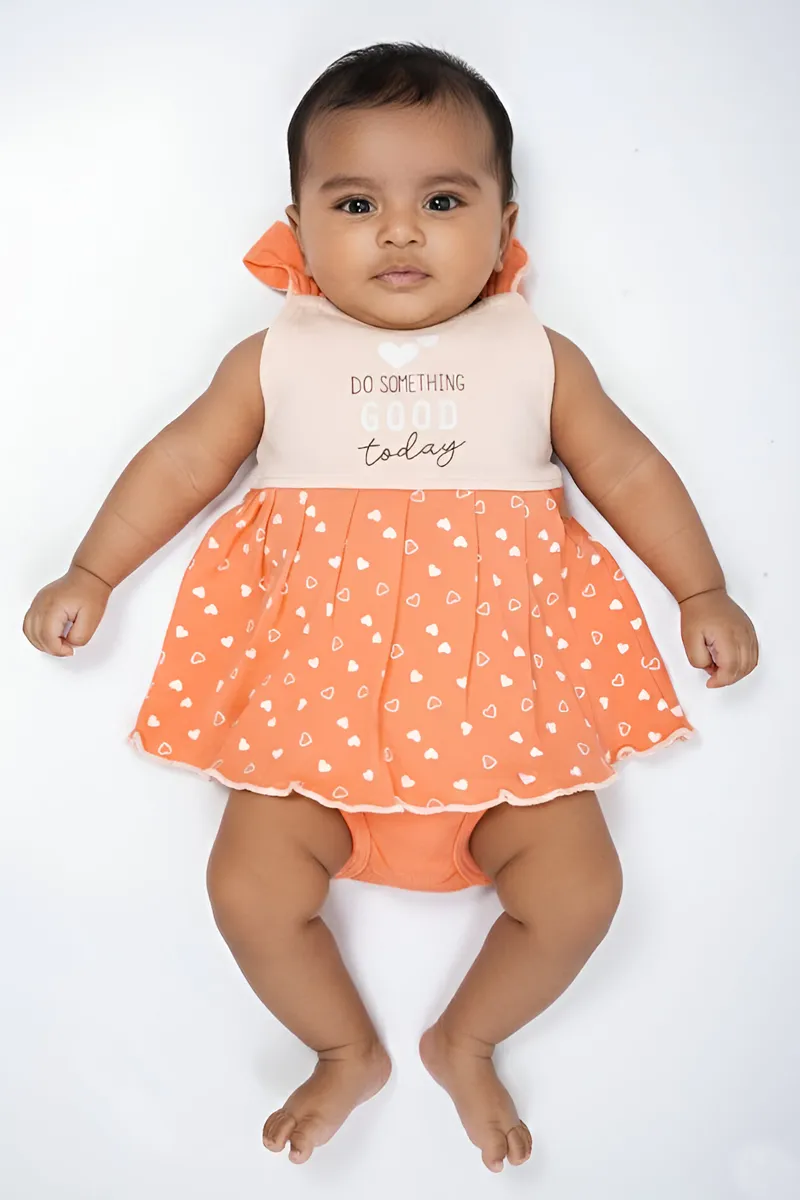 Cotton Frock with Panty Set for Baby Girl - Orange