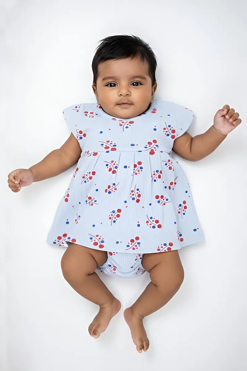 Cotton Frock with Panty Set for Baby Girl - Blue CLJBCL0077BLU03M