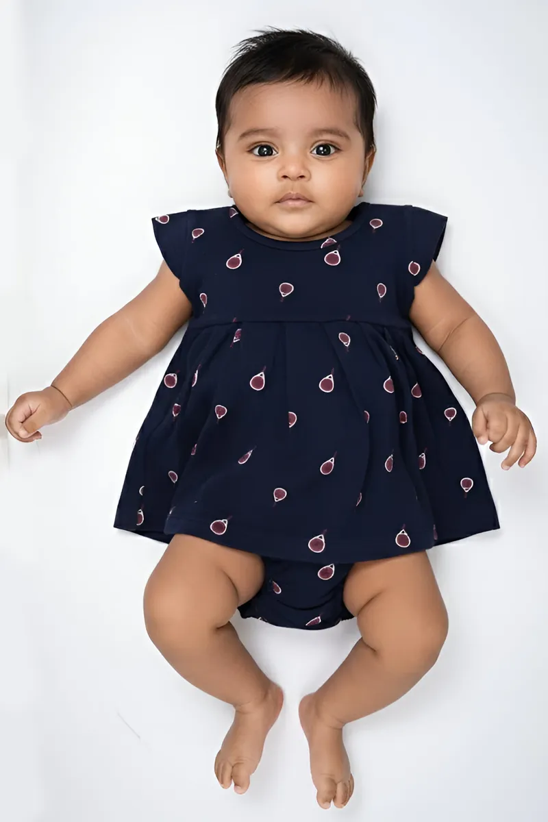 Cotton Frock with Panty Set for Baby Girl - Navy Blue CLJBCL0077NAV03M