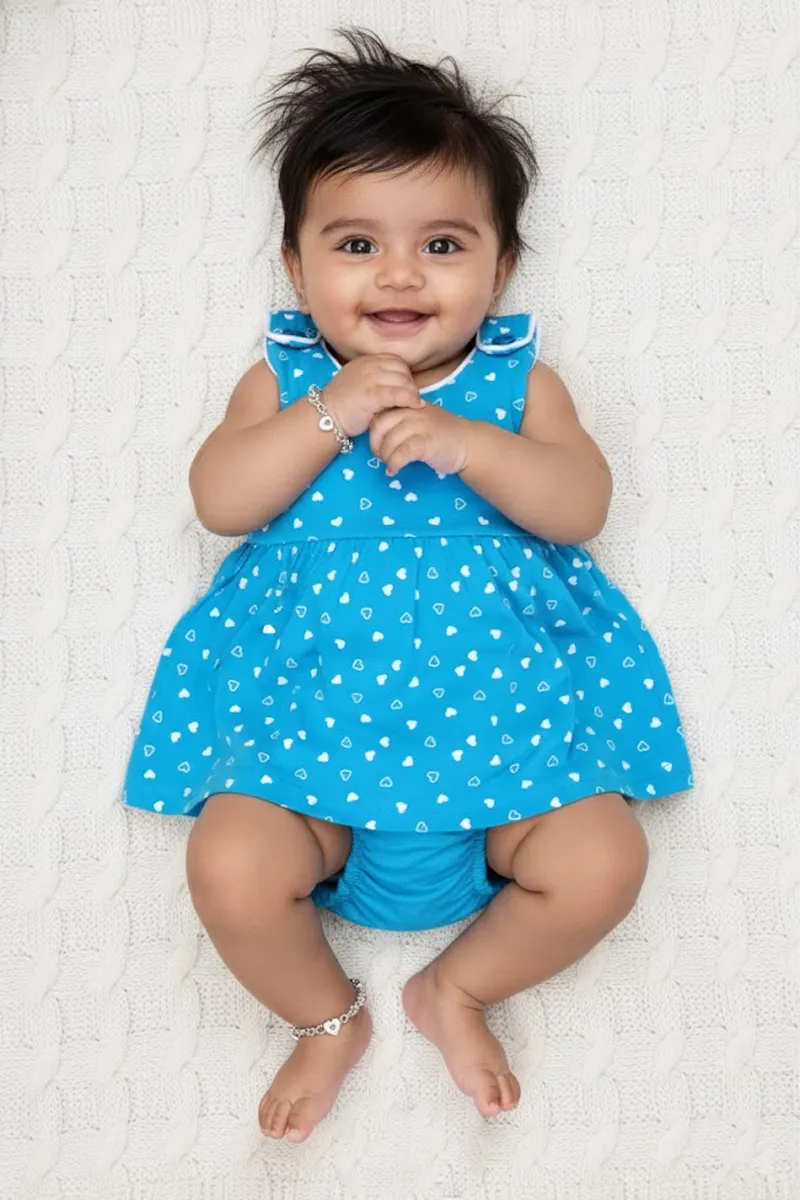 Cotton Printed Frock with Panty Set for Baby Girl - Blue CLJBCL0078BLU1218